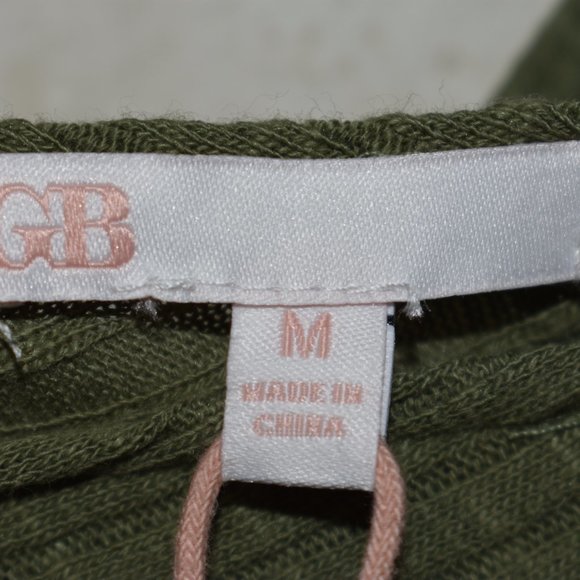 Brand New GB Green Tied Back V-Neck Ribbed Knit Short Sleeve Dress - Picture 6 of 7